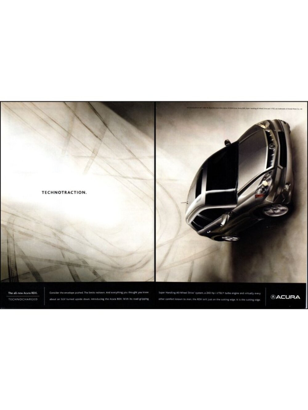 2007 Acura RDX Midsize SUV 2 Page Vintage Print Ad Technotraction Wall Art